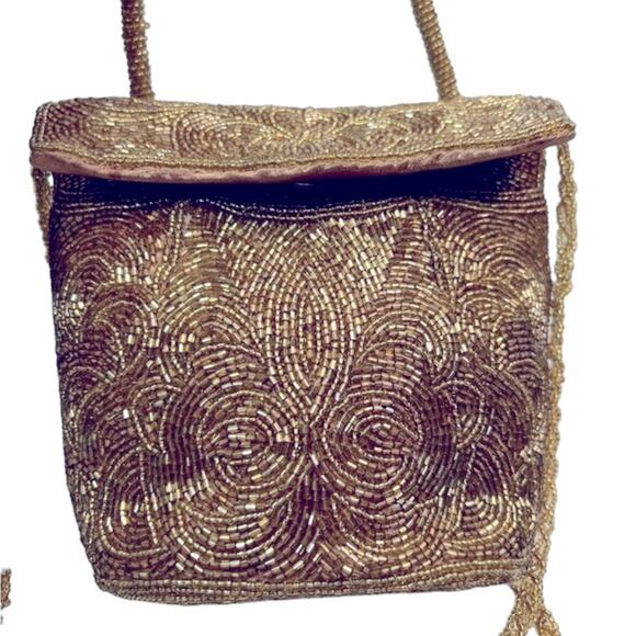 Vintage Gold Beaded Evening Handbag - Picture 3 of 13